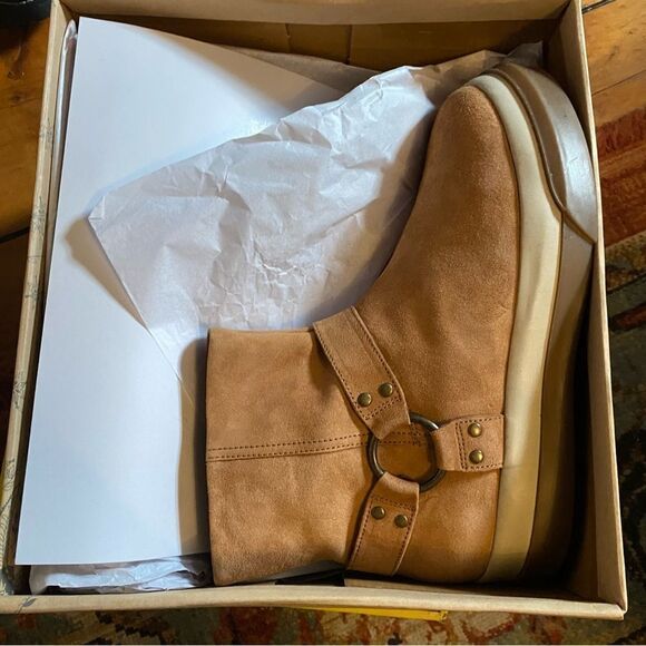 NEW Free People Bodhi Harness Sneaker Bootie Tan Suede boots shoes moto boho 10 - Picture 6 of 8